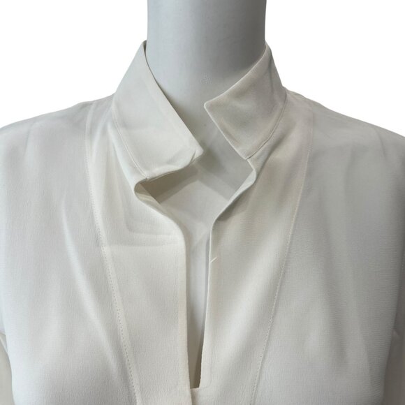 $1400 Akris Ivory Silk Sheer Button Down Stand Up Collar Blouse Top size 6/FR 38 - Picture 3 of 9